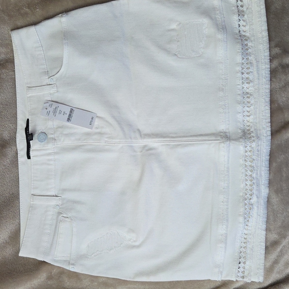 NWT - White House Black Market Tan Cream Casual Mini Skirt